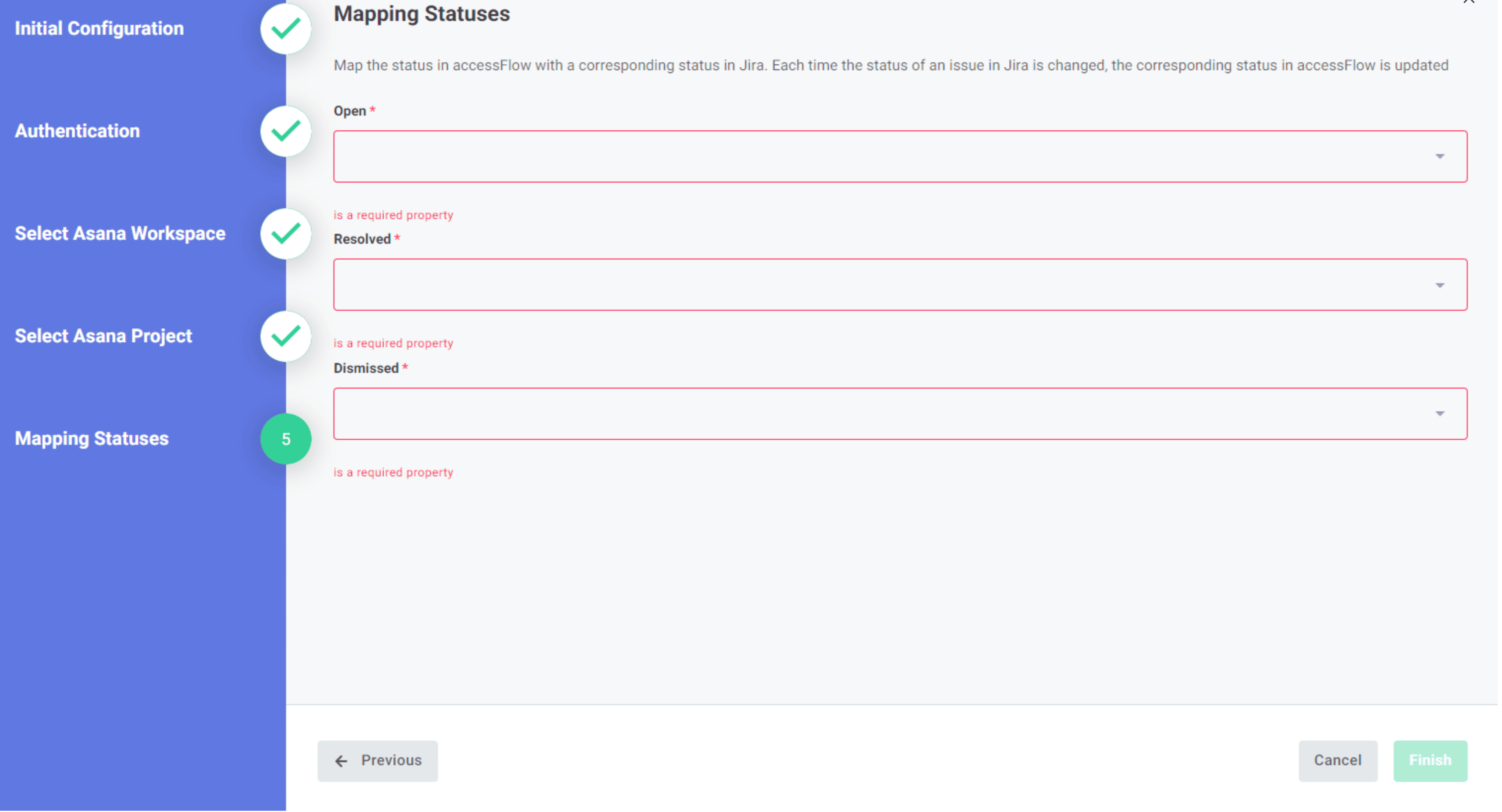 Screenshot of map Asana status